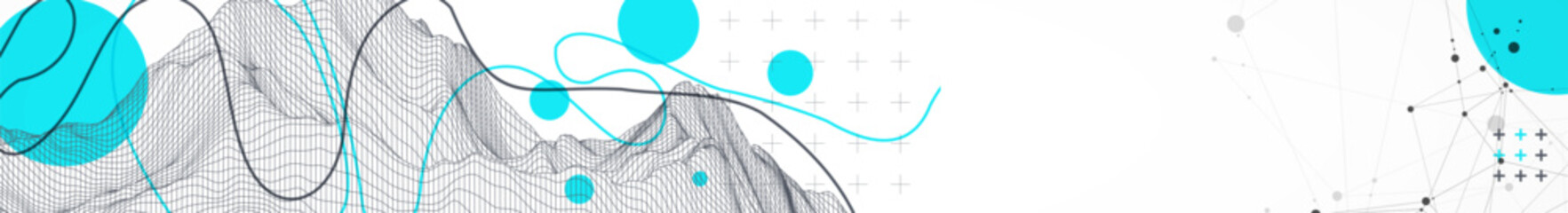 Trendy abstract wireframe background. Modern science or technology art elements. Surface illustration.