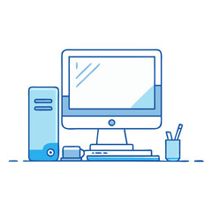 office computer vector icon, office vector illustration - simple illustration of office computer perfect for logos, and office-themed designs.