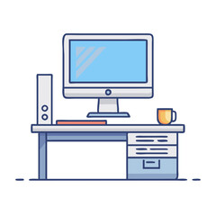 office computer vector icon, office vector illustration - simple illustration of office computer perfect for logos, and office-themed designs.