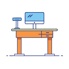 standing desk vector icon, office vector illustration - simple illustration of standing desk perfect for logos, and office-themed designs.