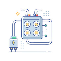 surge protector vector icon, office vector illustration - simple illustration of surge protector perfect for logos, and office-themed designs.