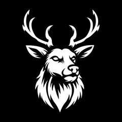majestic strong deer face head silhouette perfect for team mascot or club symbol vector illustration design