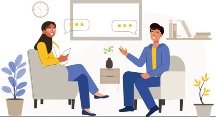 A collaborative interview and hiring process scene, ideal for professional HR presentations.