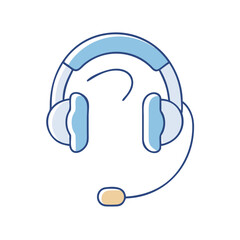 telephone headset vector icon, office vector illustration - simple illustration of telephone headset perfect for logos, and office-themed designs.