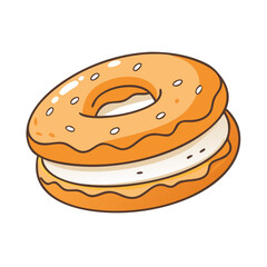 bagel with cream cheese vector icon, foods vector illustration - simple illustration of bagel with cream cheese perfect for logos, and foods-themed designs.