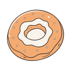 bagel with cream cheese vector icon, foods vector illustration - simple illustration of bagel with cream cheese perfect for logos, and foods-themed designs.