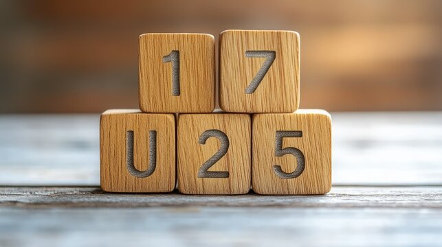 Wooden Blocks Forming the Number Seventeen and Under Twenty-Five