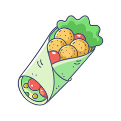 falafel wrap vector icon, foods vector illustration - simple illustration of falafel wrap perfect for logos, and foods-themed designs.