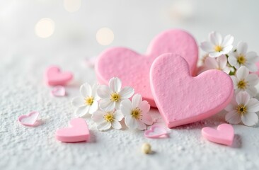 Obraz premium pink heart and flowers