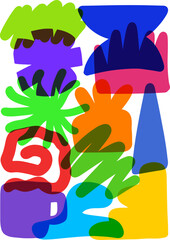 Colorful doodle hand drawn. Minimalist organic shape. Abstract design.