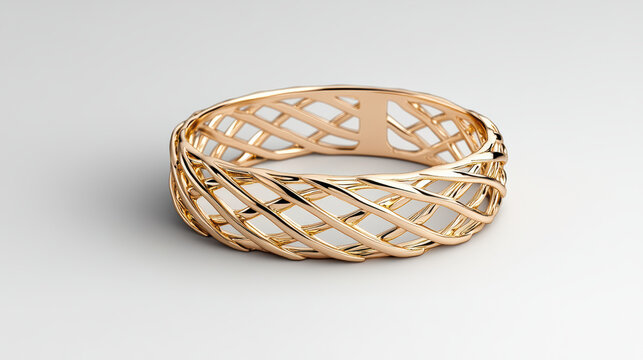 Elegant gold bracelet with intricate woven design, showcasing luxury and style
