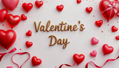 Charming Valentine's Day Heart Balloons Decorated with Gold.