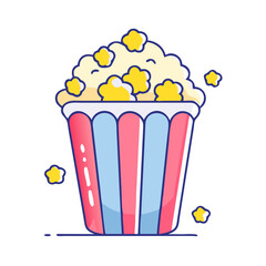 popcorn bucket vector icon, foods vector illustration - simple illustration of popcorn bucket perfect for logos, and foods-themed designs.