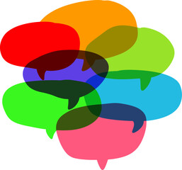 Whismcal pastel speech bubble illustration. Contemporary overlapping shapes design.