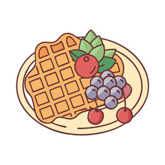 waffle with berries vector icon, foods vector illustration - simple illustration of waffle with berries perfect for logos, and foods-themed designs.
