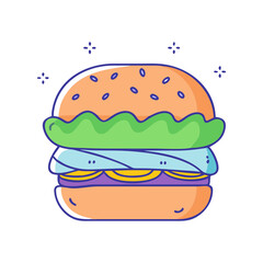 veggie burger vector icon, foods vector illustration - simple illustration of veggie burger perfect for logos, and foods-themed designs.
