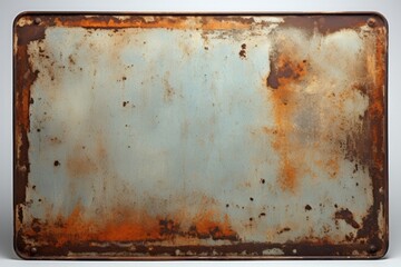 Weathered Metal Sign with Rust and Blank Surface Ideal for Vintage Aesthetic or Graphic Design Projects