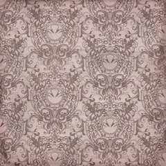 Background paper or fabric, with floral damask and baroque, seamless ornamental pattern