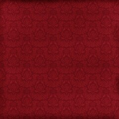 Deep red damask wallpaper with subtle aged texture and classic floral motifs. Ideal for theater backdrops, elegant wallpapers, invitations, and rich vintage designs.
