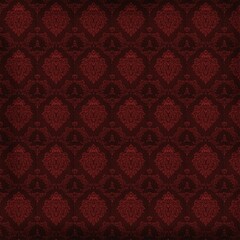 Deep red vintage damask pattern with rich baroque floral motifs. Ideal for elegant wallpapers, theatrical backdrops, antique design, packaging, and luxury backgrounds.