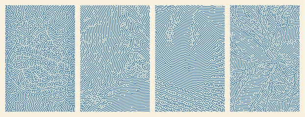 A collection of organic blue Turing abstract line patterns background design