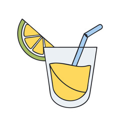 lemon wedge in drink vector icon, drinks vector illustration - simple illustration of lemon wedge in drink perfect for logos, and drinks-themed designs.