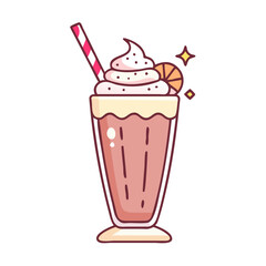 milkshake with whipped cream vector icon, drinks vector illustration - simple illustration of milkshake with whipped cream perfect for logos, and drinks-themed designs.
