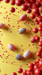 Festive Minimalist Composition Featuring Colorful Eggs and Decorative Elements for Joyful Celebrations During Easter and Chinese New Year Festivities