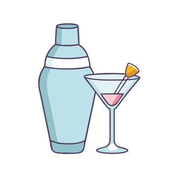blue cocktail shaker and martini glass clip art preview
