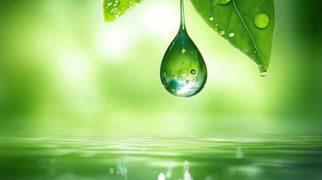 water drops on green leaf