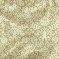 Background paper or fabric, with floral damask and baroque, seamless ornamental pattern