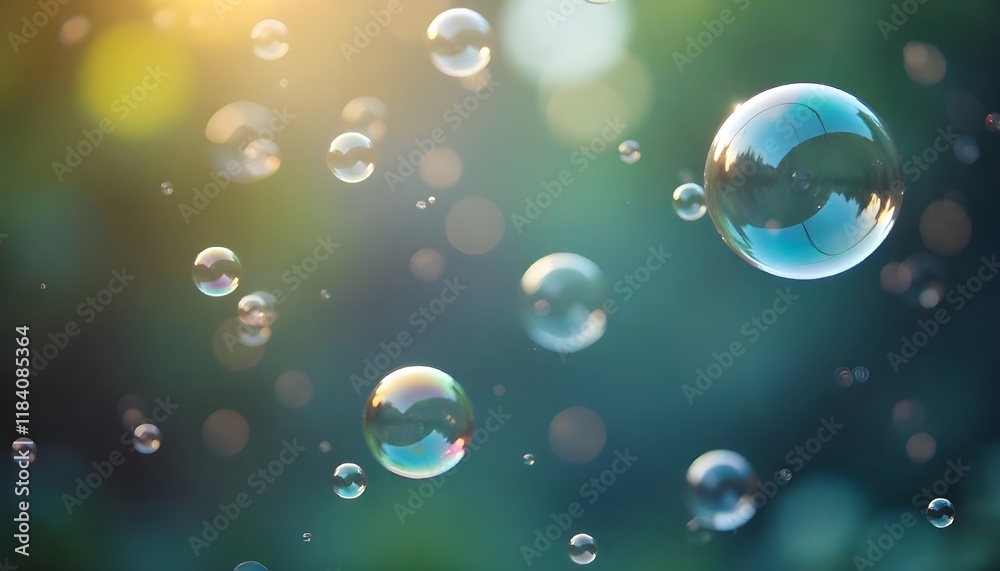 Poster bubbles floating gently in the air