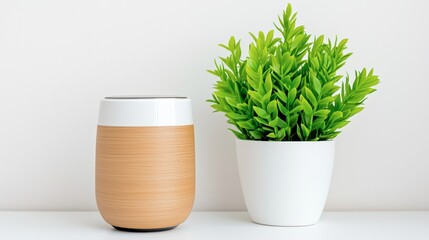 Modern Indoor Decor with Green Plant and Stylish Diffuser