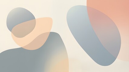 Abstract Pastel Geometric Shapes, Overlapping Muted Tones in White Background - Modern Minimalist Design