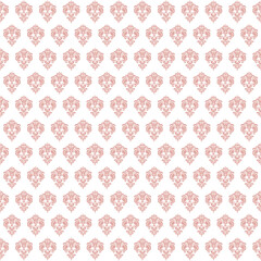 Dusty pink mini damask repeat pattern on white background. Perfect for shabby chic wallpapers, stationery, textiles, wrapping paper, and romantic decorative design.