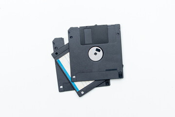 A perfect visual of the retro floppy diskette, isolated for a timeless tech background.
