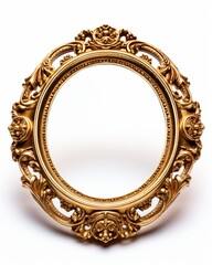 Vintage Antique Oval Gold Frame with Intricate Decorative Details for Artistic Displays or Home Decor