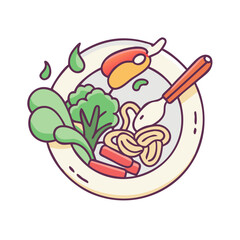 vegetable stir fry vector icon, vegetables vector illustration - simple illustration of vegetable stir fry perfect for logos, and vegetables-themed designs.