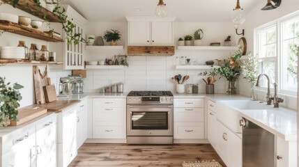 modern farmhouse kitchen in white