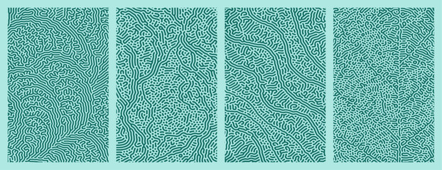 Fototapeta premium abstract patterns Background design pack collection featuring organic, abstract blue Turing style line patterns