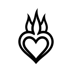 simple illustration of a heart with flames 3