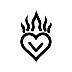 simple illustration of a heart with flames 4