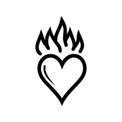 simple illustration of a heart with flames 7