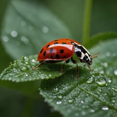 Obraz premium Close-Up of a Ladybug on a Leaf