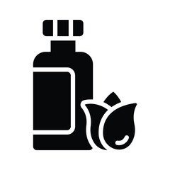 A bottle of rose oil, concept icon of aromatherapy