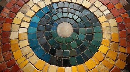 Fototapeta premium Colorful mosaic tile circular design artwork