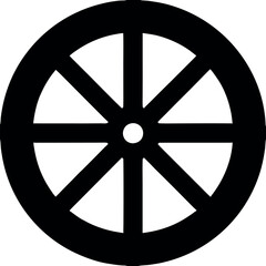 Obraz premium simple wheel icon representing transportation, movement, and machinery suitable for various designs and themes.