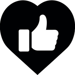 heart with a thumbs-up icon symbolizing love and support in social media and positive feedback contexts.
