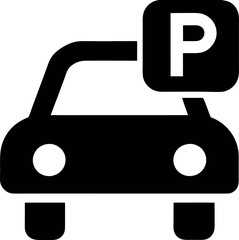 parking sign icon representing vehicle parking spaces and regulations, suitable for urban and transportation themes.
