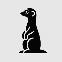 very simple flat and minimalist Meerkat silhouette in black on a white background